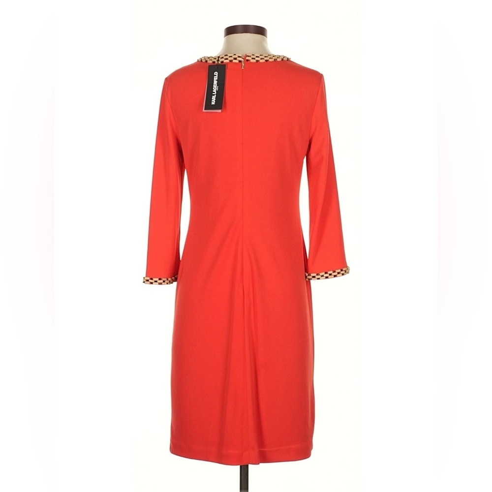Karl Lagerfeld Paris Embellished Trim Shift Dress Red Size 4 - Picture 2 of 9